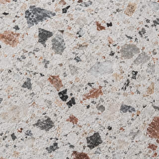 Flamed terrazzo close up