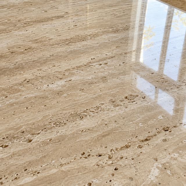 Polished travertine close up
