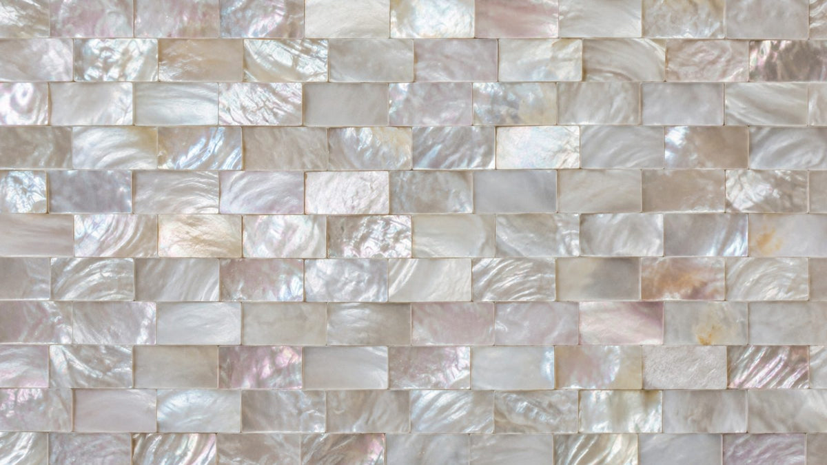 Iridescent mother of pearl shell mosaic tiles