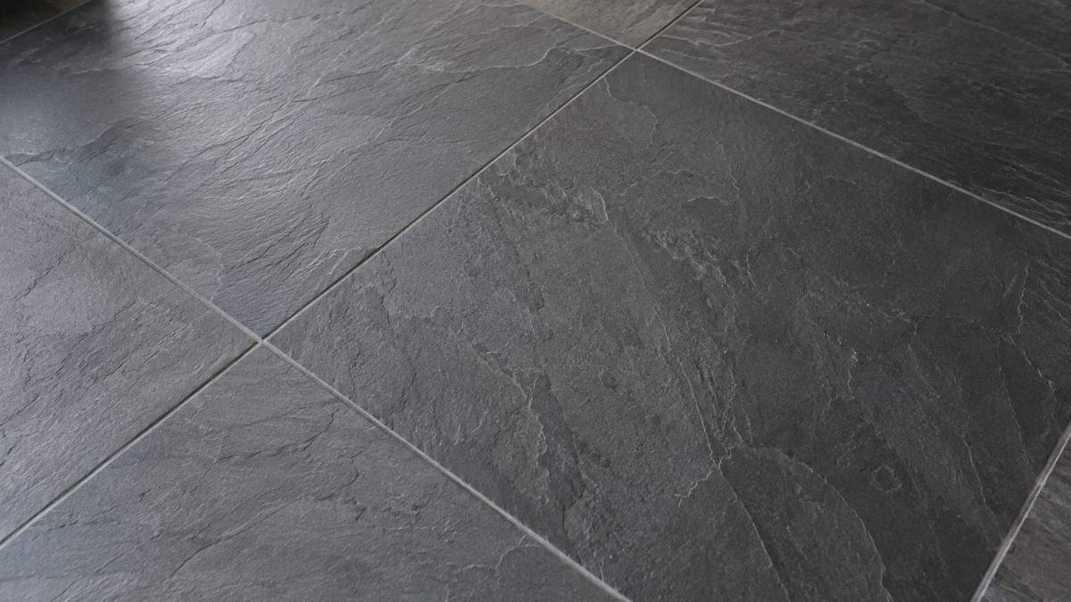 Charcoal slate stacked-stone wall cladding