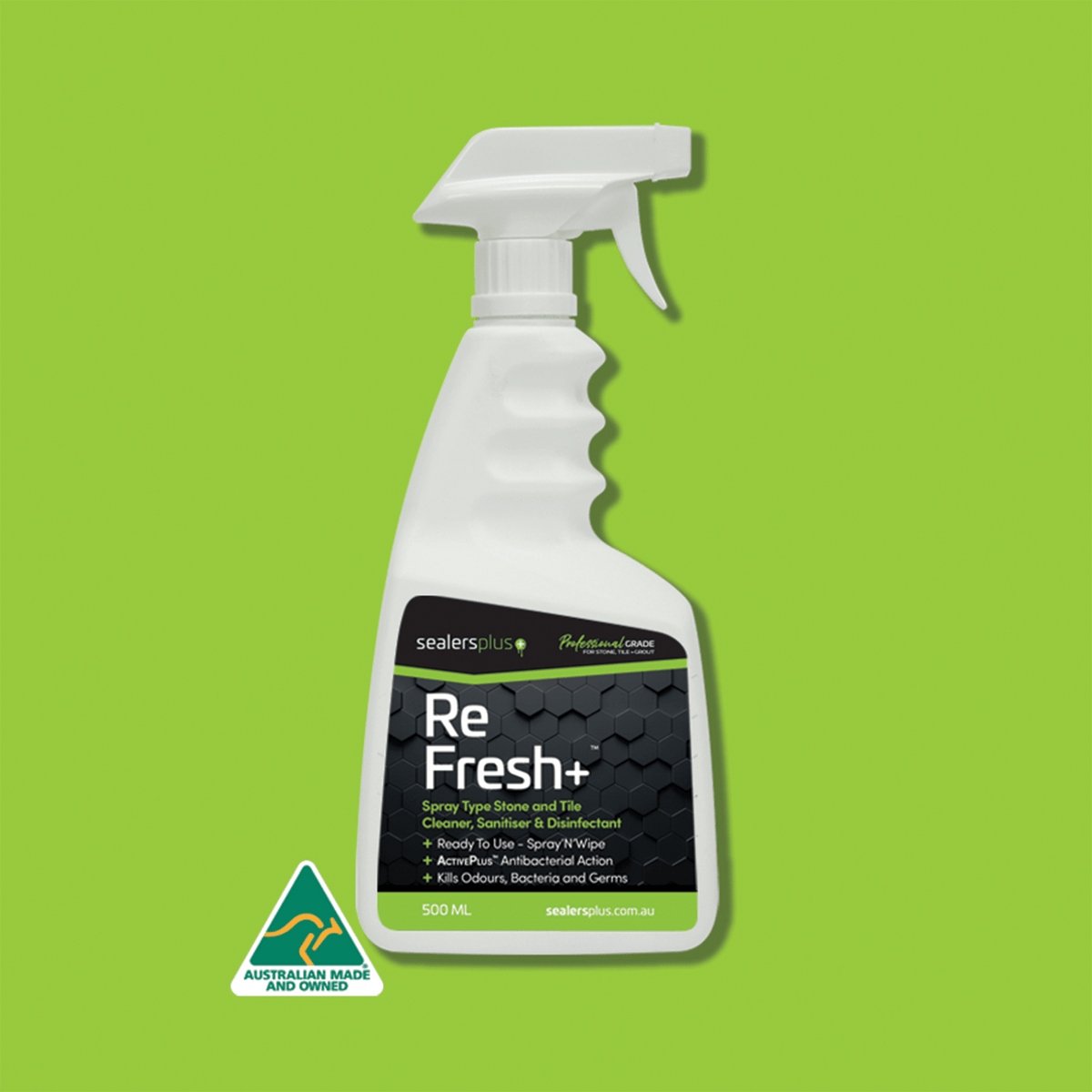 ReFresh+ pack shot – spray type bench top cleaner & disinfectant