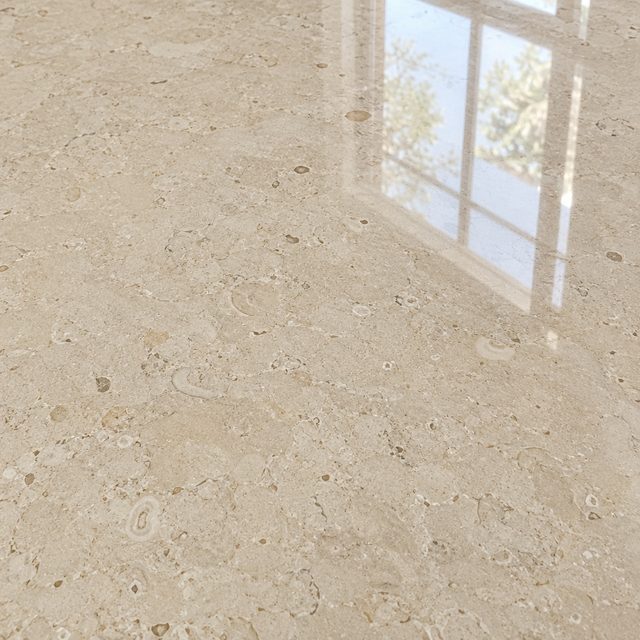 Polished limestone close up