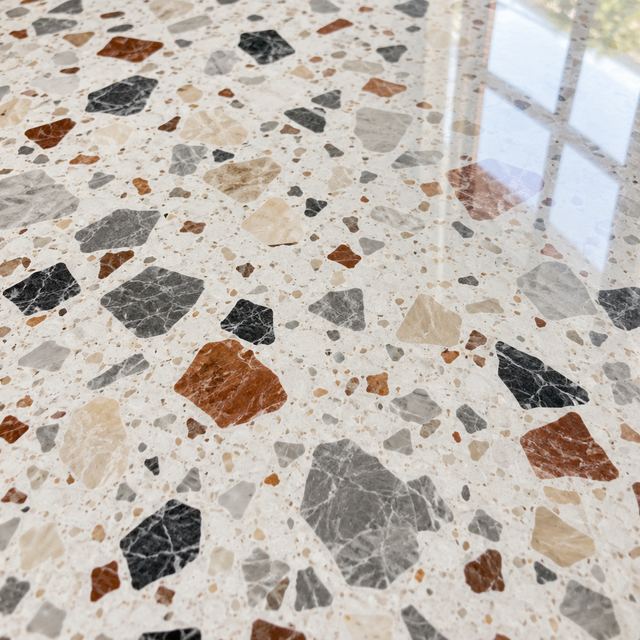 Polished terrazzo close up